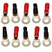 InstallGear 8 Gauge AWG Crimp Ring Terminals Connectors - 10-Pack (5 Positive, 5 Negative)