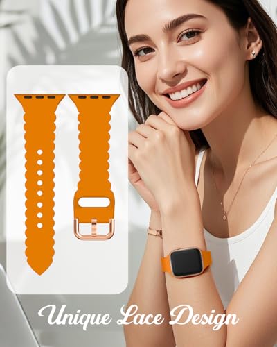 Sunnywoo Lace Sport Silicone Band Compatible with Apple Watch 38mm 40mm 41mm 42mm 44mm 45mm 46mm 49mm for Women, Soft Wristband Waterproof Replacement for iWatch Series Ultra 10 9 8 SE 7 6 5 4 3 2 1