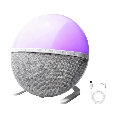 GBKDQQ Tageslichtwecker, Wecker für Tiefschläfer mit 7 Klingeltöne und 7 Farben, Lichtwecker Sonnenaufgang, Wecker Digital für Schlafzimmer und Morgenroutine
