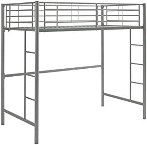 Walker Edison Elodie Urban Industrial Twin over Twin Metal Bunk Bed, Twin over Twin, Silver