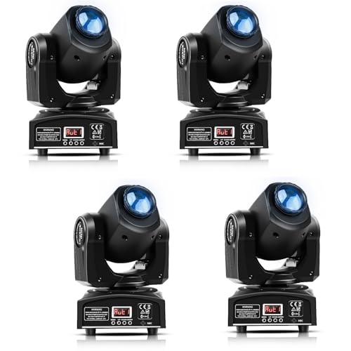 4 Pieces Mini 50W Beam Moving Head Light, RGBW LED Stage Light DMX512 9/11 CH Sound Control Pattern Lighting Effects for Disco DJ Party Club