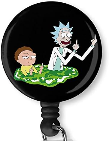 Rick and Morty Retractable ID Card Badge Holder with Alligator Clip, Name Nurse Decorative Badge Reel Clip on Card Holders