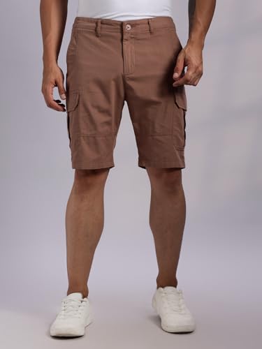 Image of Thomas Scott Men's | Regular Fit | 100% Cotton | Solid | Breathable Lightweight | 6-Pocket Cargo Shorts | Cricket Club Collection