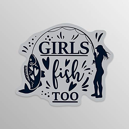 Autocollant vinyle Girls Fish Too MKS1632 haute adhérence pour gobelet et vitre de camion 14 cm