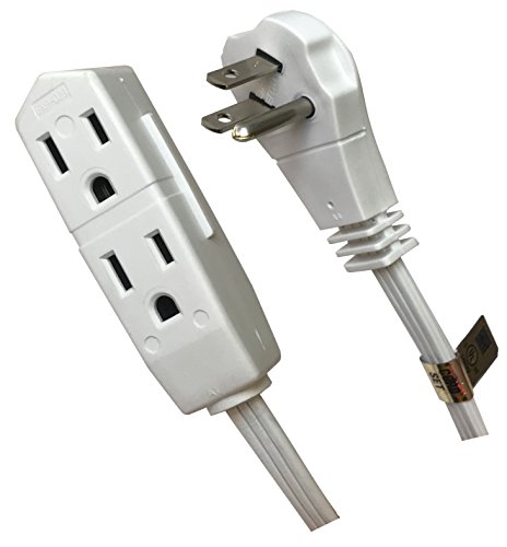 Webber White Low Profile Flat Plug Triple Extension Cord 9'. Webber CW43577