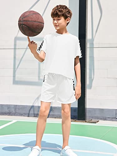Image of CNJFJ Kids Summer Sport T-Shirt and Shorts Set Plaid Print Clothing Sets Tracksuit