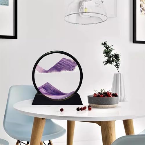 Aoderun Moving Sand Art Picture Round Glass 3D Deep Sea Sandscape in Motion Display Flowing Sand Frame Relaxing Desktop Home Office Work Decor - Image 4
