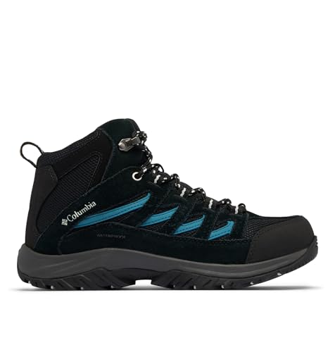 Columbia Womens Crestwood Mid Waterproof, Black/Skylight, 7 Wide