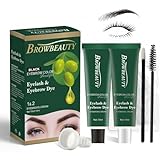 Eyebrow & Eyelash Color Kit with Olive Oil – Gentle, Safe & Long-lasting Lash & Brow Coloring for Natural, Bushy Effects, Easy DIY at Home(Black, 1 Count (Pack of 1))