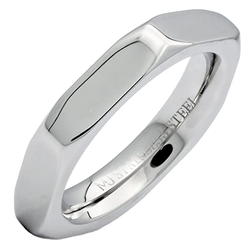 Stainless Steel Polished or Black Plated Finish Nut Style Wedding Band Choice of 4mm, 6mm or 8mm Widths