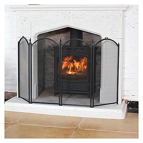Protector contra chispas para chimenea y estufa en salones de estilo rústico 4