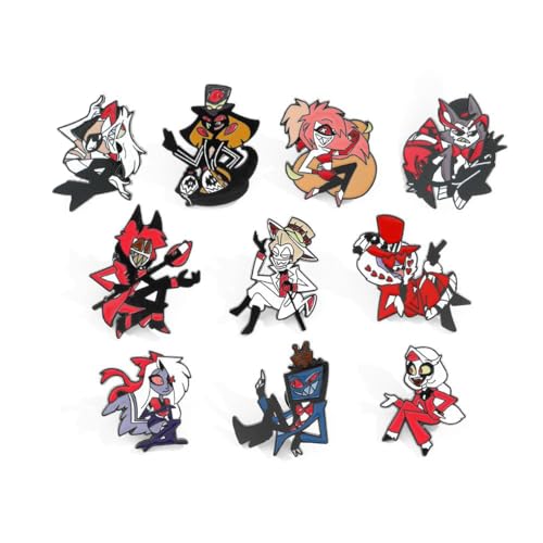 Anime Hazbin Hotel Brooch Charlie Alastor Angel Husk Cool Cartoon Metal Enamel Badge Lapel Ornamental Pins for Gifts (V-1)