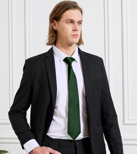 Image of KOOELLE Men's Ties Solid Pure Color Plain Neckties Formal Black Ties For Men