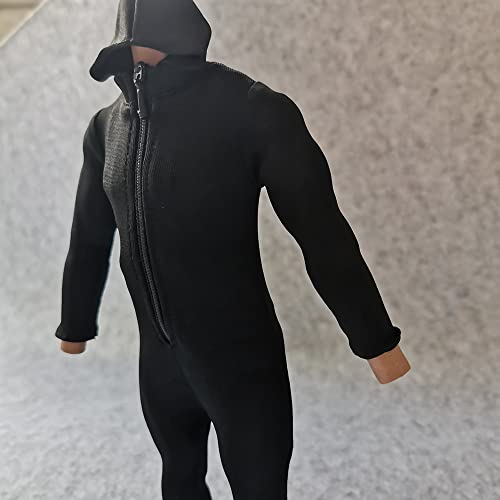Ssbeauty M 1/6 Scale Male Female Figure Hoodie Clothes Long Sleeved Bodysuit Undercoat Jumpsuit Cloth For 12'' Action Figure Clothes (Black) #TOP5