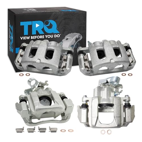 Image of TRQ Front and Rear Brake Caliper Set Zinc Coated Brackets Compatible with 2009 Ford Flex 2010-2012 Taurus 2009-2012 Lincoln MKS