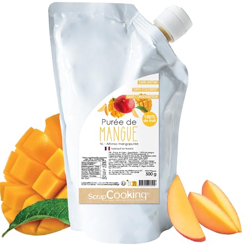 ScrapCooking - Purée de Mangue 500 g - Purée de Fruits pour Pâtisserie - Macarons, Mousses, Gelées, Gâteaux, Ganaches, Nappages, Coulis, Glaces, Smoothies,...