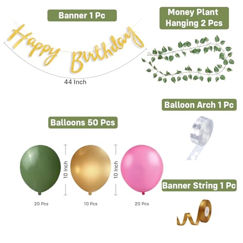 Image of Party Propz Happy Birthday Decoration Kit -55 Pcs, Birthday Decoration Items with Birthday Balloons, Golden Happy Birthday Banner, Balloons for Birthday Decoration for Boys & Girls (Cardstock, Latex)