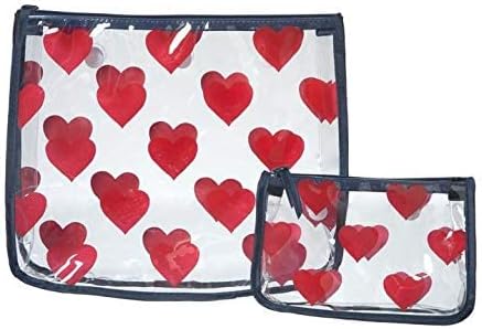 Bogg Bag Clear Designer Zipper Insert (Set of 2) Travel Organizer Storage Pop In (Hearts)