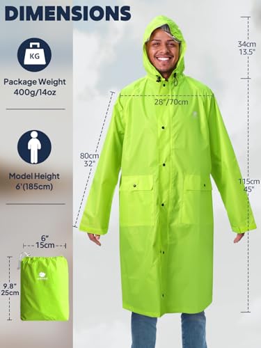 Image of ANYOO Waterproof Rain Jacket for Men Women Lightweight Long Sleeve Raincoat with Hood Emergency Rain Poncho Adults for Hiking