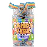 Sour Belts Candy - Rainbow Candy Sour Strips - 0.55 Lb Jar of Sour Strips Candy - Sour Rainbow Belts- Peanut Free - Great as Movie Theater Candy for Kids