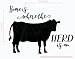 Home Where Herd is Cow Wall Art Vinyl Decal Stickers Farmer Quote 23x17-Inch Black