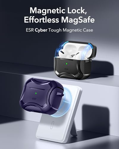 Image of ESR for AirPods Pro 2nd Generation Case Compatible with Airpods Pro Case 2nd /1st Gen (2023 /2022 /2019), Compatible with MagSafe, Powerful Drop Protection, Magnetic Lid, Purple