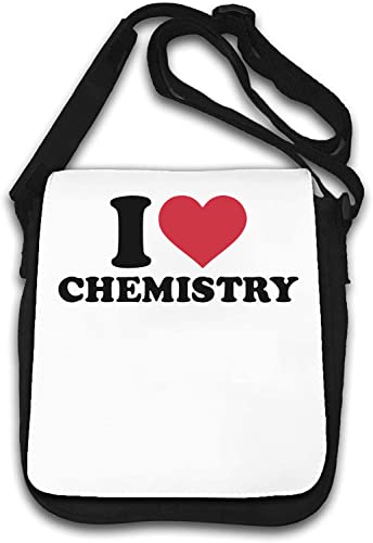 Sac à bandoulière I Love Chemistry blanc motif cœur imprimé, grand sac épaule en toile
