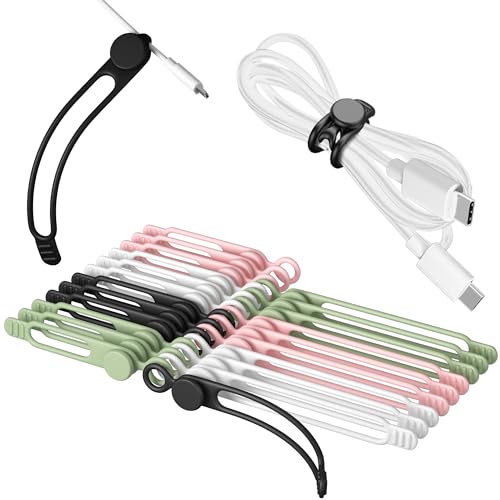 Nearockle Silicone Cable Ties Cord Organizer for Cable Management, 24Pcs 3