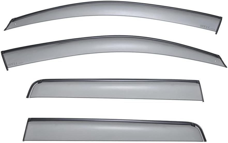 WellVisors Window Visors Wind Deflectors Compatible with Mitsubishi 2014-2021 Outlander ES GT SE SEL with Black Trim Rain Guards 3-847MI004
