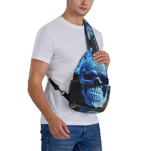 Mochila tipo sling negra con diseño de calavera miniatura 7