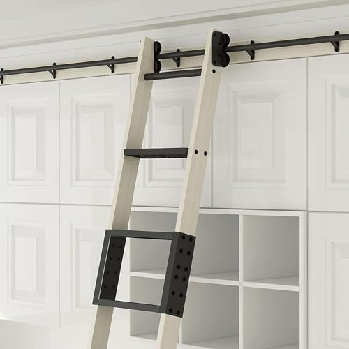 Kit de riel de 600 cm redondo negro de guiado superior y ruedas de freno para escalera 3