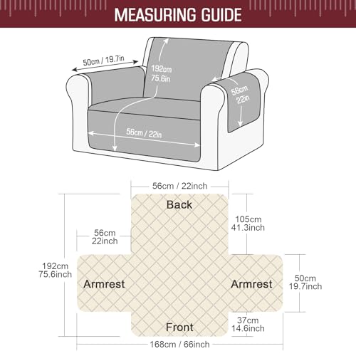 Image of TAOCOCO Armchair Protector - 1 Seater Couch Cover for Sofa, Pet Proof for Kids, Washable With Elastic Strap (Red)