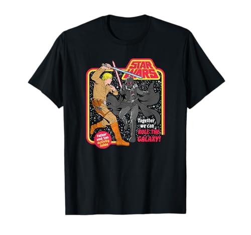 T-shirt Star Wars Father's Day Darth Vader Luke Skywalker imprimé noir