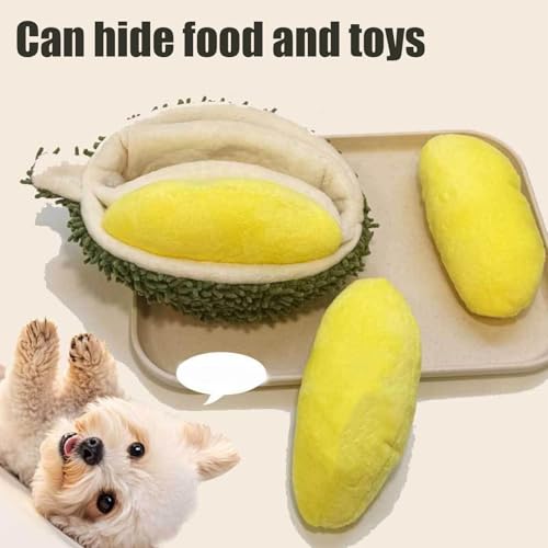 Mimoqk Durian Hundespielzeug mit Quietscher, klingendes Spielzeug für Hunde, interaktiver Quietscher, Plüsch, aggressive Kauer für Spielzeit, Training oder Zahnungsentlastung, 16 x 13 x 8 cm-4