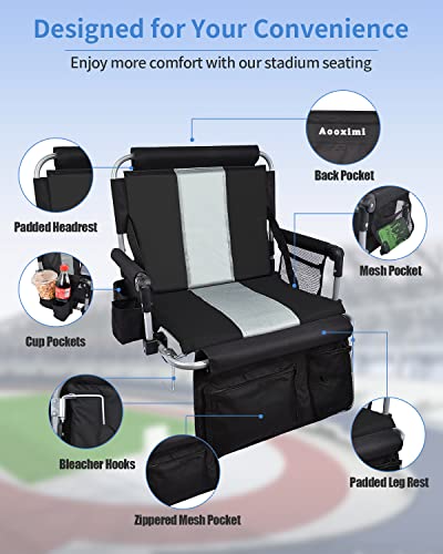 Aooximi Stadium Seats For Bleachers With Back Support, Bleacher Seats With Backs And Cushion Wide, Stadium Chairs With Cup Holders, Mesh Bags And Hide Hooks, For Basketball And Football Bench Seats #TOP2