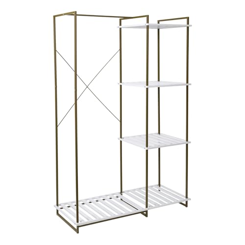 Honey-Can-Do Armario de metal abierto independiente WRD-09131, Organizador Armario, color verde oliva y blanco