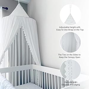Oldpapakidsbedcanopywithpompomhangingmosquitonetforbabycribnookcastlegametentnurseryplayroomdecorwhite Urban Country Home Decor Oldpapa kids bed canopy with pom pom hanging mosquito net for baby crib nook castle game tent nursery play room decorwhite urban country home decor