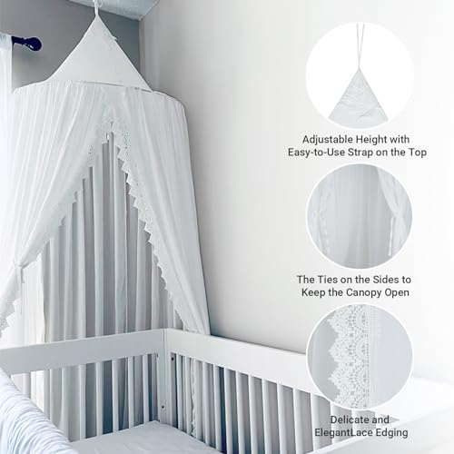Oldpapakidsbedcanopywithpompomhangingmosquitonetforbabycribnookcastlegametentnurseryplayroomdecorwhite Urban Country Home Decor Oldpapa kids bed canopy with pom pom hanging mosquito net for baby crib nook castle game tent nursery play room decorwhite urban country home decor