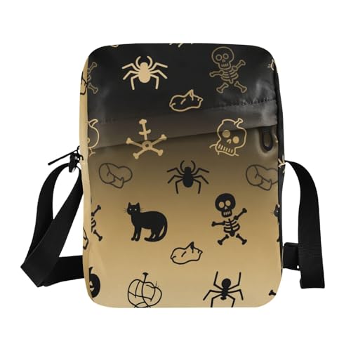 KLL Halloween Black Cat Spider Skull messenger bag Vegan Leather Shoulder Crossover Bag Travel Woman Shoulder Handbags