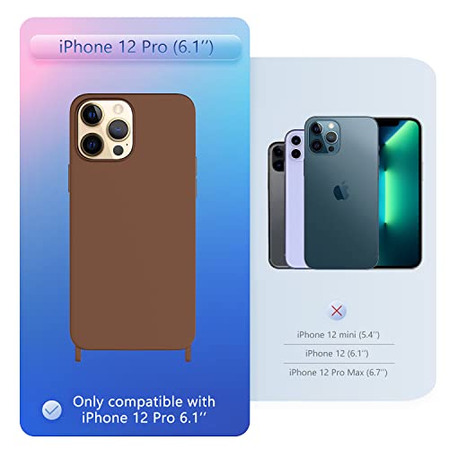 Image of Compatible with iPhone 12 Pro Case with Lanyard Crossbody iPhone Case with Strap Adjustable Shockproof Drop Protection Silicone Phone Cover for iPhone 12 Pro 6.1'' Brown