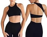 SAFRISIOR Women Cut Out Backless Padded Crop Tank Top Round Neck Sleeveless Slim Fit Crop Vest Top G