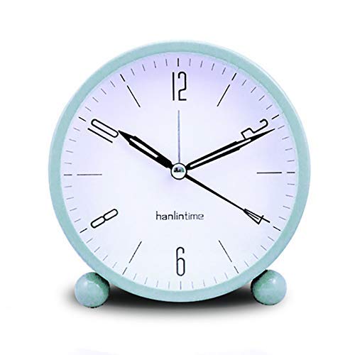 Kids Analog Alarm Clock, 4 Inch Silent Non Ticking Small Clock with Night Light, Battery Operated, Simply Design, for Bedroon, Bedside, Desk,Green