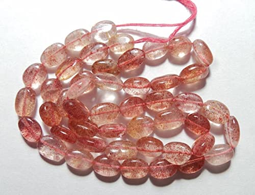 Quartz fraise naturel LKBEADS collier pépites lisses idée cadeau romantique