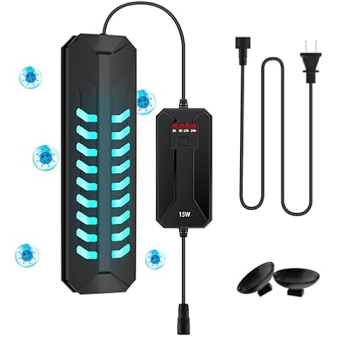 JAHEA Aquarium Clean Light，15W&18W&22W Submersible Light with Timer,Double Tube Aquarium Water Clean Green Clear Waterproof Clean Lamp for Pond,Swimming Pool (15W) Cover