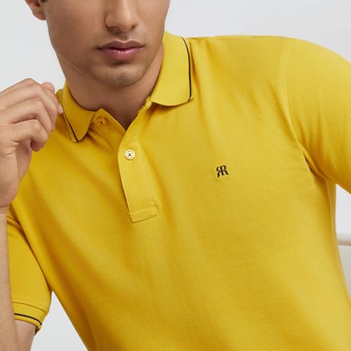 Image of Raymond Contemporary Fit Pure Cotton Solid Pattern Polo Neck Casual T-Shirt