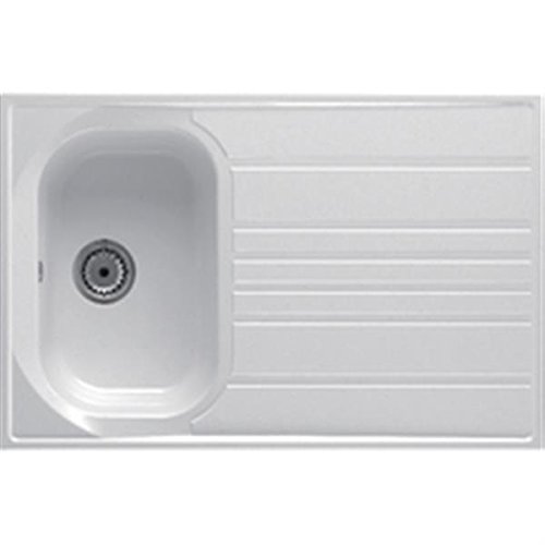 Evier à poser résine SMC, hauteur 3 cm, 1 cuve, bonde panier diamètre 9 cm, vidage manuel. Réf EPAA090R17