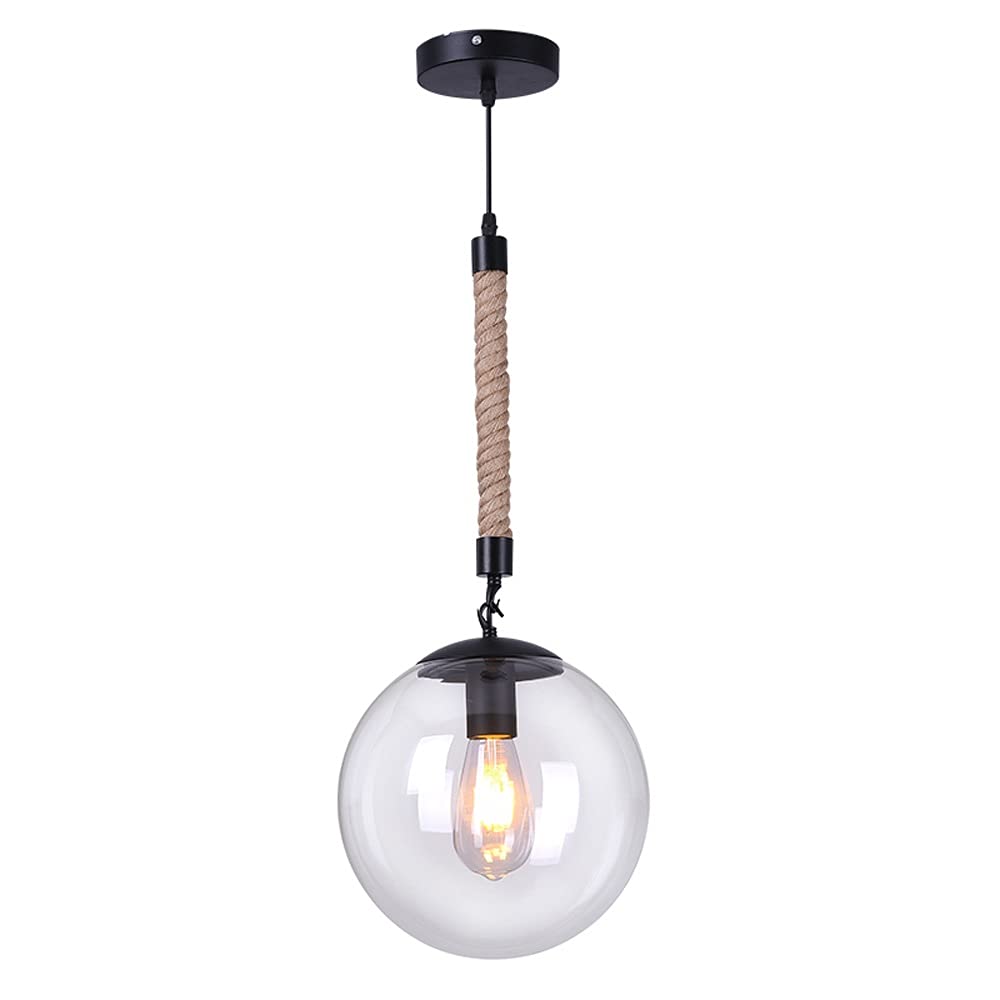Plafonnier en verre à balle transparent industriel en verre soufflé et métal noir - 7