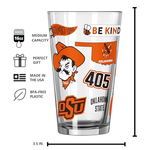 Image of Logo Brands NCAA 16 oz Pint Glass - Durable Glass With Bold Team Color- Chip-Resistant Rim Drinkware For Fans, Tailgates, Home Bars & Everyday Use