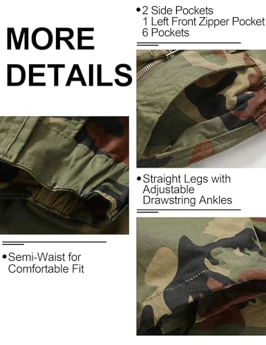 Cargo Pants Women Baggy Camo Tactical Pants Straight Leg Casual Y2K Work Trousers with 9 Pockets No Belt4