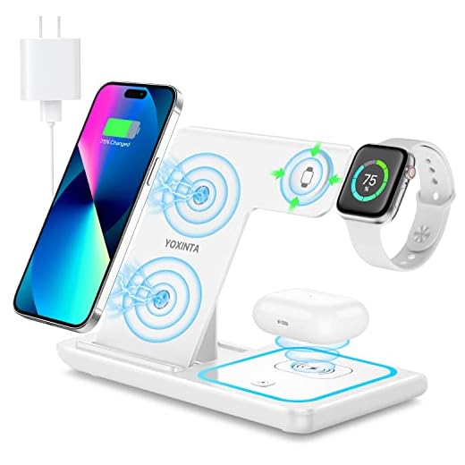 Wireless Charging Station, 3 in 1 Wireless Charger Stand, Fast Wireless Charging Dock for iPhone 14/13/12/11/Pro/X/Max/XS/XR/8/Plus, for Apple Watch 8/7/6/5/4/3/2/SE, for Airpods 3/2/Pro(White)